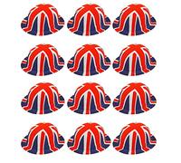 QDS 12 x Union Jack Bowler Hats British Flag Queens Jubilee Fancy Dress Party Hat Patriotic Costume Accessory, White, Red, Blue
