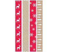 QDS 80 Christmas Paper Chains Traditional Festive Colours Peel & Seal Self Adhesive Decorations (Stripes, Santa & Rudolph)
