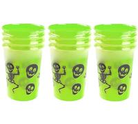 QDS Halloween Trick or Treat Plastic Drinks Cups for Kids Party Tableware (Green, 8 Cups)