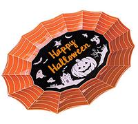 QDS Halloween Trick or Treat Tray Kids Plastic Party Serving Dish for Sweets & Chocolate (Orange)