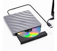 QDSYLQ External CD DVD Drive for Laptop, CD Burner USB DVD Player for Laptop, Portable External Optical Drive Disc Drive CD Reader for Windows 11/10/8/7, Linux, and Mac Mini Macbook Air Pro iMac,Grey