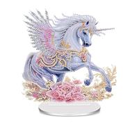 QDUODUO Diamond Art Desk Ornament, Animal Horse Diamond Painting Stand-Up Tabletop Decoration for Adults Teenagers Beginners and Kids Aged 6, 5D Crystal Gem Art Kits, Small DIY Mosaic Craft Gift Set