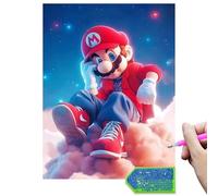 QDUODUO Diamond Painting for Adults Beginners and Children from 6 Years, Cartoon Super Bros 5D Diamond Painting Pictures, 30 x 40 cm Large DIY Diamond Painting Mosaic Making Art Kit for Home