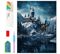 QDUODUO Diamond Painting Kits for Adults, Teens and Kids Aged 6, 12x16 Inch Large Castle Full Drill 5D Dimond Picture, Crystal Gem Art Crafts for Boys Girls, DIY Mosaic Creations Set for Home Décor