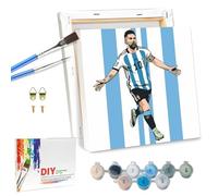 QDUODUO Football Painting by Numbers with Frame for Adults Beginners and Children from 6 Years, LM10 Football Paint by Numbers with Canvas Brushes Acrylic Pigment, 20 x 20 cm Small DIY Hand-Painted