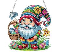 QDUODUO Gnome Diamond Art Hanging Ornament with Chain for Adults Teens Beginners & Kids Aged 6, Dwarf 5D Diamond Painting Pendant Kit, Crystal Gem Art Craft Set, Small DIY Mosaic Creation for Decor