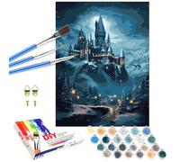 QDUODUO Paint by Numbers for Adults, Teenagers, Children Beginners, 16x20 Inch Large Castle Oil Painting Kits with Canvas Brushes Acrylic Paints for Kids Aged 6, DIY Art Crafts for Home Decor Gift