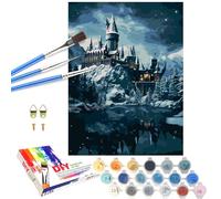 QDUODUO Paint by Numbers for Adults, Teenagers, Children Beginners, 16x20 Inch Large Castle Oil Painting Kits with Canvas Brushes Acrylic Paints for Kids Aged 6, DIY Art Crafts for Home Decor Gift