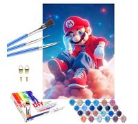 QDUODUO Painting by Numbers for Children, Adults, Beginners, 40 x 50 cm, Large Cartoon Super Bros Painting Craft Set with Canvas Brushes, Acrylic Pigment, DIY Painting Craft Kit for Boys Girls from 6