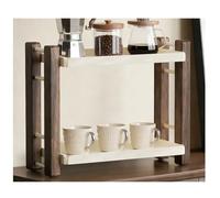 QDZC Multi-Layer Wood Coffee Storage, Coffee Mug Display Rack, Wooden Tea Cup Holder, Countertop Storage Cabinet,Kitchen Counter Shelf 2 tier