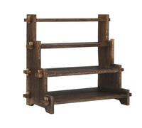 QDZC Vintage Multi-Layer Coffee Storage Decoration, Farmhouse Style Coffee Mug Display Rack, Wooden Tea Cup Holder, Countertop Solid Wood Storage Cabinet,Kitchen Counter Shelf 4Tier