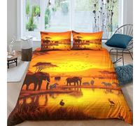 QDZHCPMYK 3D Printed AfricanSafari Comforter Cover Premium Polyester WildlifeArtStyle Quilt Cover Wrinkle Free Fade Resistant Soft Comfortable Easy Care for Family Bedroom Use King（220x240cm）