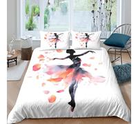 QDZHCPMYK 3D Printed ballet dancer Duvet Cover Microfiber watercolor artistic style Bedding Cover Lightweight Easy Care for Housewarming Gift New Home Bedroom Use Double（200x200cm）