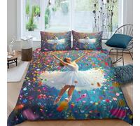 QDZHCPMYK 3D Printed ballet dancer joy Quilt Cover Microfiber artistic celebration Duvet Cover No Iron Soft Comfortable for Young Adults Rental Flat Teen Bedroom Bedding Use Single（140x200cm）