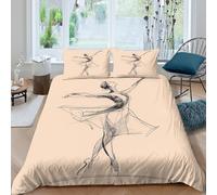 QDZHCPMYK 3D Printed ballet dancer Quilt Cover Brushed Microfiber graceful movement sketch Comforter Cover Hypoallergenic Easy Care Friends Family Home Bedroom Use Double（200x200cm）