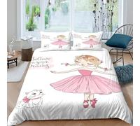 QDZHCPMYK 3D Printed Ballet girl Comforter Cover Brushed Microfiber Cartoon illustration style Bedding Cover Lightweight Easy Care for College Dorm Teenagers Student Bedding Use King（220x240cm）