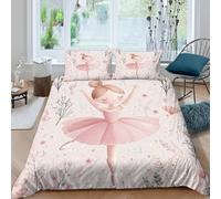 QDZHCPMYK 3D Printed ballet girl dancing Bedding Cover Brushed Microfiber pastel floral illust Duvet Cover Hypoallergenic Quick Drying for Birthday Gift Adults Home Daily Use Single（135x200cm）