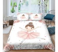 QDZHCPMYK 3D Printed Ballet girl Quilt Cover Premium Polyester Cartoon style illustration Bedding Cover Easy Care Quick Drying for Housewarming Gift New Homeowners Use King（220x240cm）