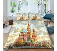 QDZHCPMYK 3D Printed Basil'S Cathedral Duvet Cover Durable Fabric Russian Orthodox Bed Cover Wrinkle Free Fade Resistant Quick Drying Hypoallergenic for Family Home Use King（220x240cm）