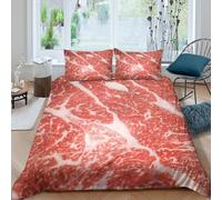 QDZHCPMYK 3D Printed Beef cuts Duvet Cover Polyester Premium marbled style Bedding Cover Quick Drying Hypoallergenic Wrinkle Resistant for All Season Home Bedding Single（135x200cm）