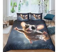 QDZHCPMYK 3D Printed Cute flying possum Duvet Cover Durable Fabric cartoon whimsical Bed Cover Wrinkle Free Fade Resistant Quick Drying Hypoallergenic for Family Home Use King（220x240cm）