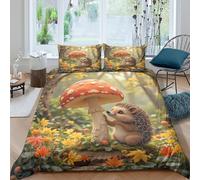 QDZHCPMYK 3D Printed Cute hedgehog Comforter Cover Polyester Fantasy forest scene Bed Cover Machine Washable Fade Resistant Soft Durable Quick Drying for Home Bedding Use King（220x240cm）