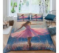 QDZHCPMYK 3D Printed Dancing girl Bedding Cover Premium Polyester Artistic ballet style Duvet Cover Soft Durable Machine Washable Couples Home Use King（220x240cm）