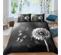 QDZHCPMYK 3D Printed Dandelion Seeds Quilt Cover Polyester Nature Photography Bed Cover Easy Care Durable Fade Resistant Stain Resistant Machine Washable for All Season Home Use Double（200x200cm）