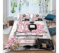 QDZHCPMYK 3D Printed Elegant heels Quilt Cover Brushed Microfiber Paris fashion style Comforter Cover Fade Resistant Lightweight for Teen Bedroom Young Adults Rental Apartment Use Double（200x200cm）