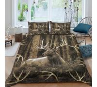 QDZHCPMYK 3D Printed Elk in forest Duvet Cover Polyester Wildlife nature style Bedding Cover No Iron Stain Resistant Family Home Bedroom Bedding Use King（220x240cm）