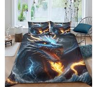 QDZHCPMYK 3D Printed fantasy dragon Duvet Cover Breathable Fabric mythical beast style Bed Cover Machine Washable Stain Resistant Quick Drying for All Season Bedding Use King（220x240cm）