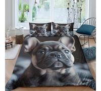 QDZHCPMYK 3D Printed French Bulldog Comforter Cover Brushed Microfiber Cute Pet Bedding Cover Lightweight Easy Care for College Dorm Teenagers Student Bedding Use Single（135x200cm）