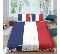 QDZHCPMYK 3D Printed French flag design Quilt Cover Microfiber grunge textured style Bed Cover Easy Care Machine Washable for Student Dormitory Uni Accommodation Daily Bedding Single（140x200cm）