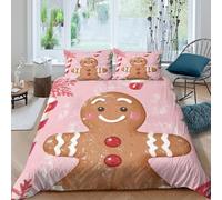 QDZHCPMYK 3D Printed Gingerbread man Bedding Cover Brushed Microfiber Christmas festive design Comforter Cover Breathable Lightweight Hypoallergenic No Iron for All Season Home Use King（220x240cm）