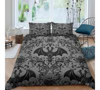 QDZHCPMYK 3D Printed Gothic bat decor Duvet Cover Polyester Dark ornate pattern Bedding Cover Wrinkle Resistant Fade Resistant Hypoallergenic for All Season Home Bedroom Use King（220x240cm）