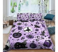 QDZHCPMYK 3D Printed Halloween decor Bed Cover Soft Fabric Witch theme design Comforter Cover Machine Washable Easy Care Soft Breathable Durable for Home Everyday Bedding King（220x240cm）