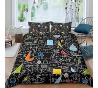 QDZHCPMYK 3D Printed Mathematics education Bed Cover Premium Polyester Colorful geometric Quilt Cover Machine Washable Fade Resistant for Student Accommodation University Dorm Use King（220x240cm）