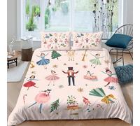 QDZHCPMYK 3D Printed Nutcracker ballet Quilt Cover Brushed Microfiber Christmas festive Bed Cover Machine Washable Hypoallergenic for Teen Bedroom Young Adults Rental Flat Use Double（200x200cm）