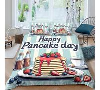 QDZHCPMYK 3D Printed Pancake stack Bed Cover Soft Fabric Cartoon breakfast style Comforter Cover Machine Washable Easy Care Soft Breathable Durable for Home Everyday Bedding King（220x240cm）