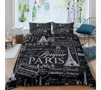 QDZHCPMYK 3D Printed Paris vintage decor Bed Cover Premium Polyester French retro Duvet Cover Lightweight Durable for University Student Dorm Bedroom Daily Bedding Use Single（135x200cm）
