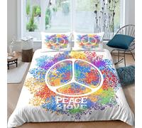 QDZHCPMYK 3D Printed Peace symbol Comforter Cover Durable Fabric vibrant psychedelic style Quilt Cover Hypoallergenic Easy Care for Birthday Gift Men Women Home Bedding Use Single（135x200cm）