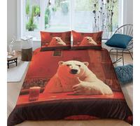 QDZHCPMYK 3D Printed Polar bear bar scene Comforter Cover Microfiber Artistic surreal Duvet Cover Lightweight Breathable Family Home Bedding Use Double（200x200cm）