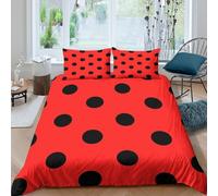 QDZHCPMYK 3D Printed Polka dots pattern Duvet Cover Microfiber Red black Bedding Cover Lightweight Easy Care for Housewarming Gift New Home Bedroom Use Single（140x200cm）