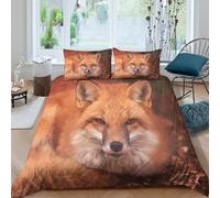 QDZHCPMYK 3D Printed Red fox portrait Duvet Cover Soft Fabric Wild animal photography Bedding Cover Hypoallergenic Wrinkle Resistant Breathable Machine Washable for Home Use Super king（260x220cm）