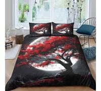QDZHCPMYK 3D Printed RedTreeMoon Duvet Cover Polyester FantasyArtStyle Quilt Cover Stain Resistant Easy Care for Uni Student Shared Apartment Bedroom Daily Use Double（200x200cm）