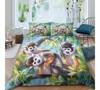 QDZHCPMYK 3D Printed Squirrel monkeys Duvet Cover Premium Polyester Nature wildlife paint Quilt Cover Lightweight Hypoallergenic for Birthday Gift Men Women Home Use Single（140x200cm）