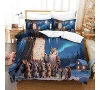 QDZHCPMYK Animals' Christmas Duvet Cover Set 3 PCS Hotel Quality Quilt Cover Bedding Sets Bed Covers with Pillowcases with Zipper Closure Breathable Stylish Comforter King(220x240cm)