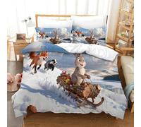QDZHCPMYK Animals' Christmas Duvet Cover Sets 3 PCS Hotel Quality Quilt Cover Bedding Set Bed Covers with Pillowcases with Zipper Closure Breathable Stylish Comforter Single(140x200cm)