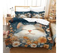 QDZHCPMYK Cat Duvet Cover 3 PCS Hotel Quality Quilt Cover Bedding Bed Covers with Pillowcases with Zipper Closure Ultra Soft Hypoallergenic Microfiber Double(200x200cm)
