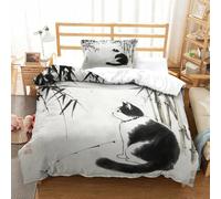 QDZHCPMYK Cat Duvet Cover Set 3 PCS Hotel Quality Quilt Cover Bedding Bed Covers with Pillowcases with Zipper Closure Ultra Soft Hypoallergenic Microfiber Single(135x200cm)